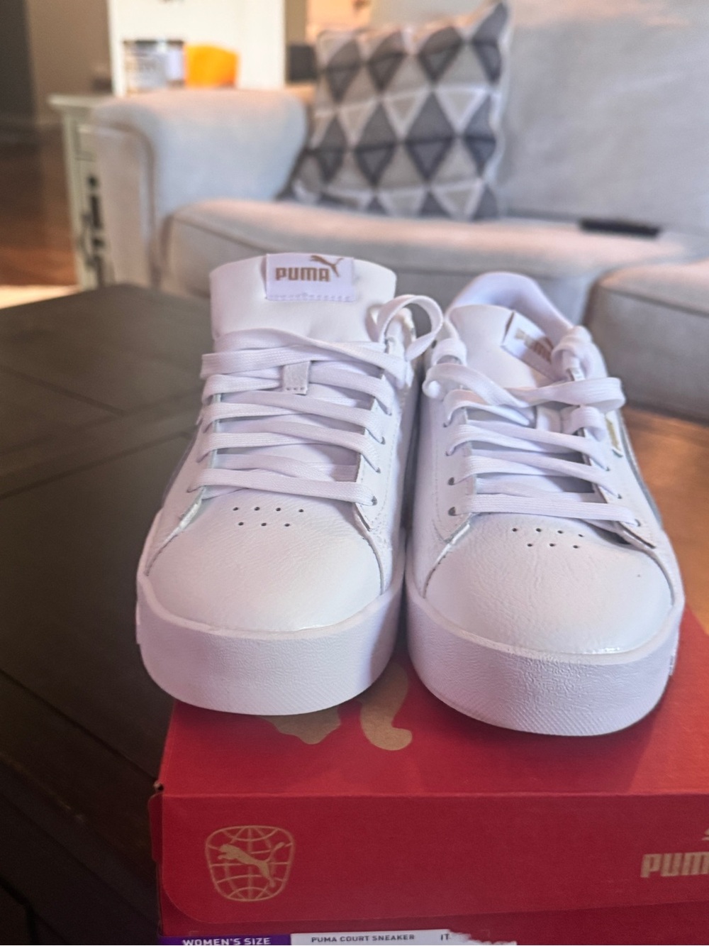Puma Women's White Low-Profile Platform Sneakers